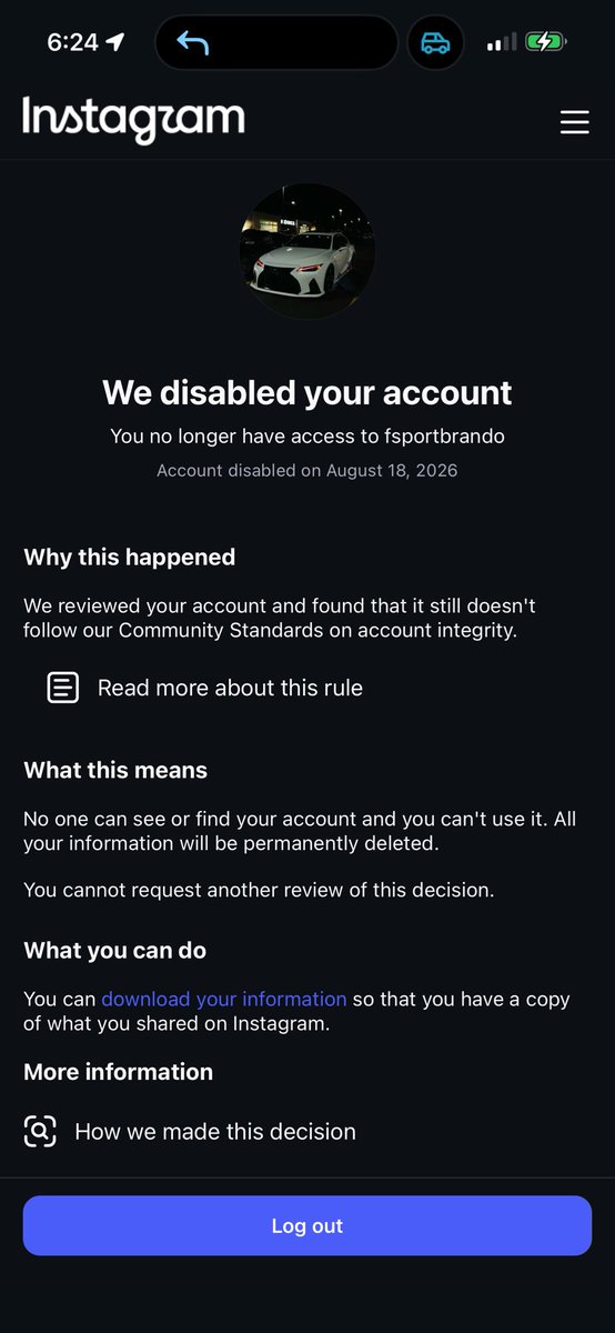 chalibuhleeb's tweet photo. @instagram you are a dogshit company and your dogshit AI doesn’t help at all deleted my account for no reason at all like wtf https://t.co/TlC9PCKGKe