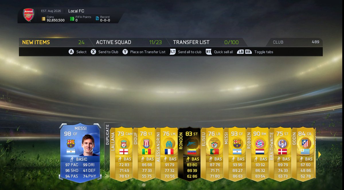 WezFUT's tweet photo. 98 MESSI IN PACK ON FIFA 15 https://t.co/3wjjXdAF5k