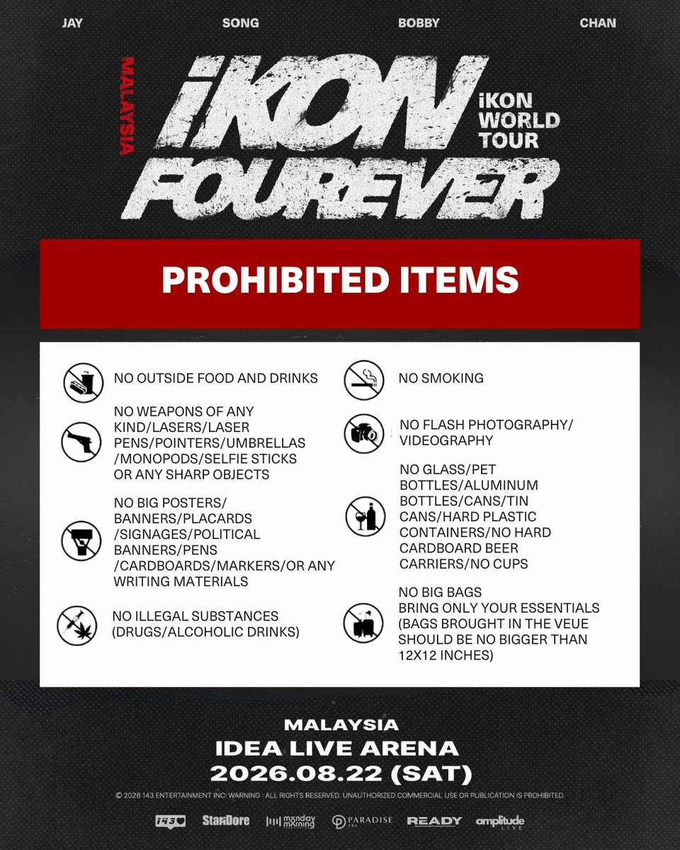 MYiKONICS's tweet photo. [📢 #iKON_FOUREVER_TOUR IN KL: EVENT GUIDE]

​Please make sure to carefully review the official event guidelines.

​⏰ ​New Start Time: 07:30 PM 

(Re-entry permitted with usher hand stamp)

https://t.co/wGVLRiYtmi

See you all soon, iKONICs! 🇲🇾❤️

#iKON #iKONinKL https://t.co/Ep0umO6AHg
