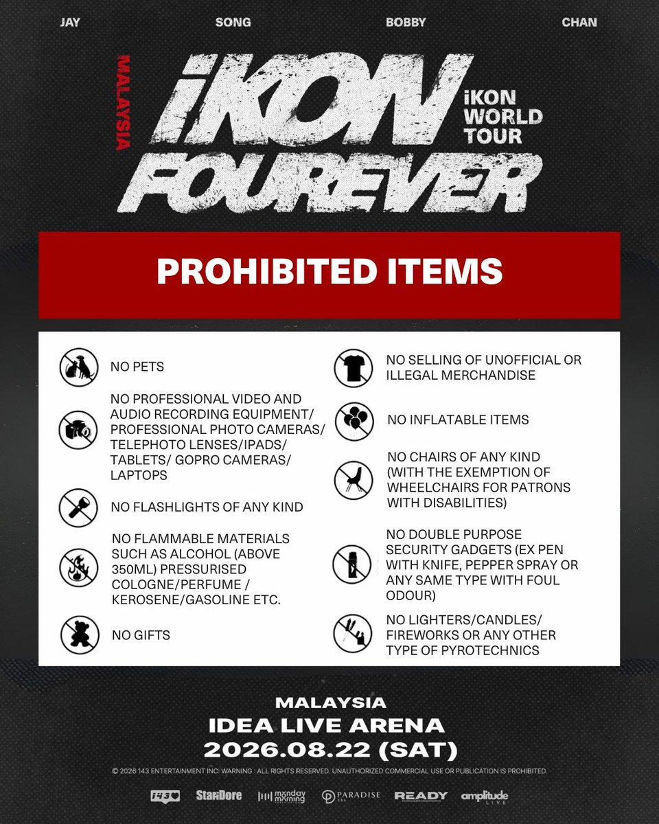 MYiKONICS's tweet photo. [📢 #iKON_FOUREVER_TOUR IN KL: EVENT GUIDE]

​Please make sure to carefully review the official event guidelines.

​⏰ ​New Start Time: 07:30 PM 

(Re-entry permitted with usher hand stamp)

https://t.co/wGVLRiYtmi

See you all soon, iKONICs! 🇲🇾❤️

#iKON #iKONinKL https://t.co/Ep0umO6AHg