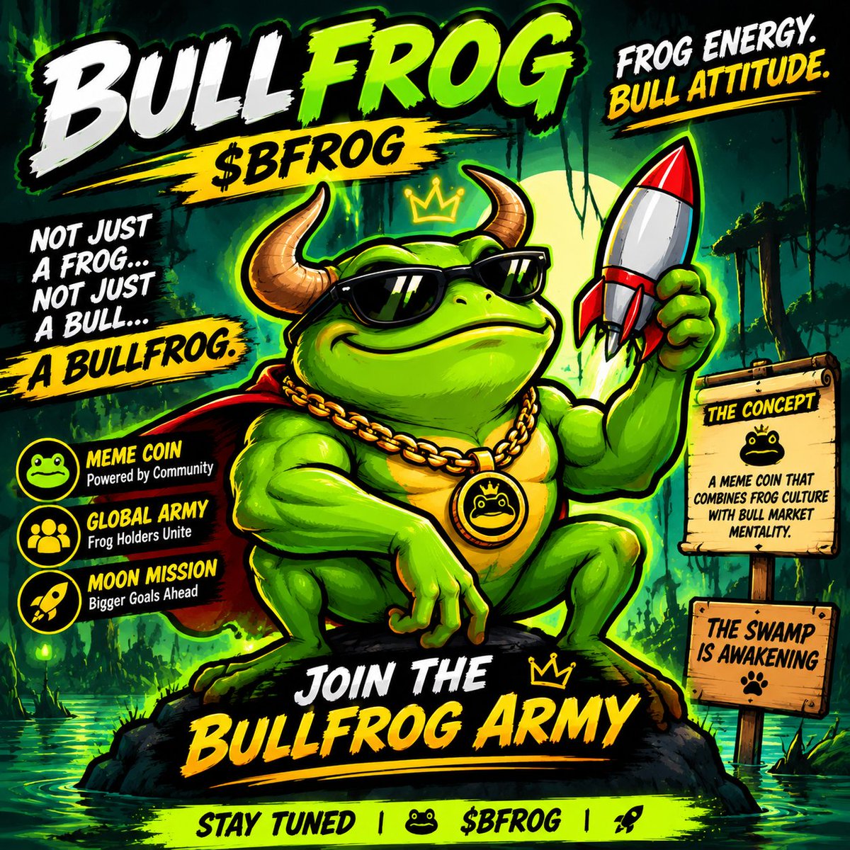 BFROGOfficial's tweet photo. 🐸 The Frog Has Horns Now. Meet BullFrog $BFROG 🐂
They expected another frog.They got a BullFrog. 🐸🐂A meme born from the swamp with the mindset of a bull.💚 Strong community
🐸 Legendary mascot
🚀 Unlimited meme energyThe next chapter begins here.$BFROG — Frog Energy. https://t.co/nOQjbsK769