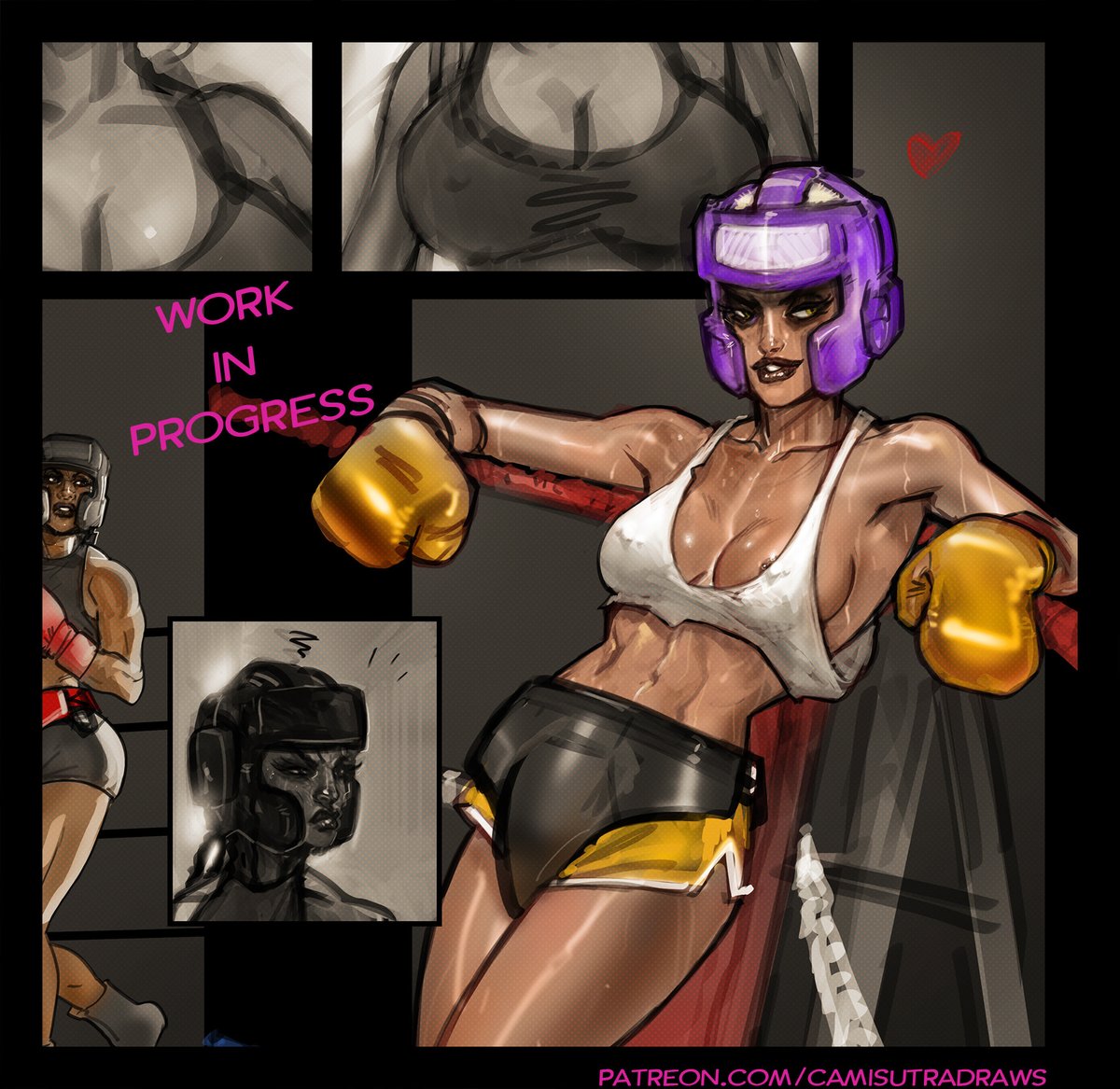 CamiSutraDraws's tweet photo. Making great progress on issue #3 of Ring Girls: Shadowplay 😘

#boxing #boxinggirl #camisutradraws #ringgirls #comicbook #adult #graphicnovel https://t.co/Sp5OjTLMC8