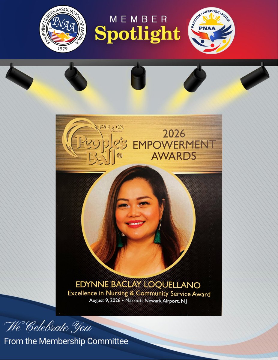 mypnaa's tweet photo. 🌟 Member Spotlight 🌟

Congrats to Edynne Baclay Loquellano, winner of the 2026 Empowerment Award for Excellence in Nursing &amp; Community Service! Your dedication inspires us all. 

#PNAA #NurseLeaders #EmpowermentAwards https://t.co/aabmQ6vymR