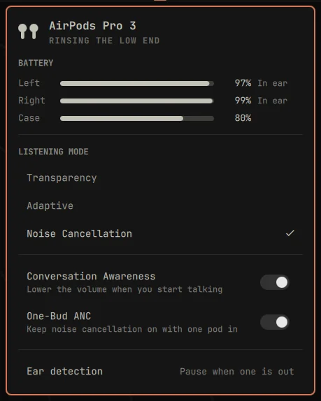 stevenharms's tweet photo. Wow if you are switching from Mac to Linux you can now manage your airpods straight in Omarchy https://t.co/NfI37ZTbBf