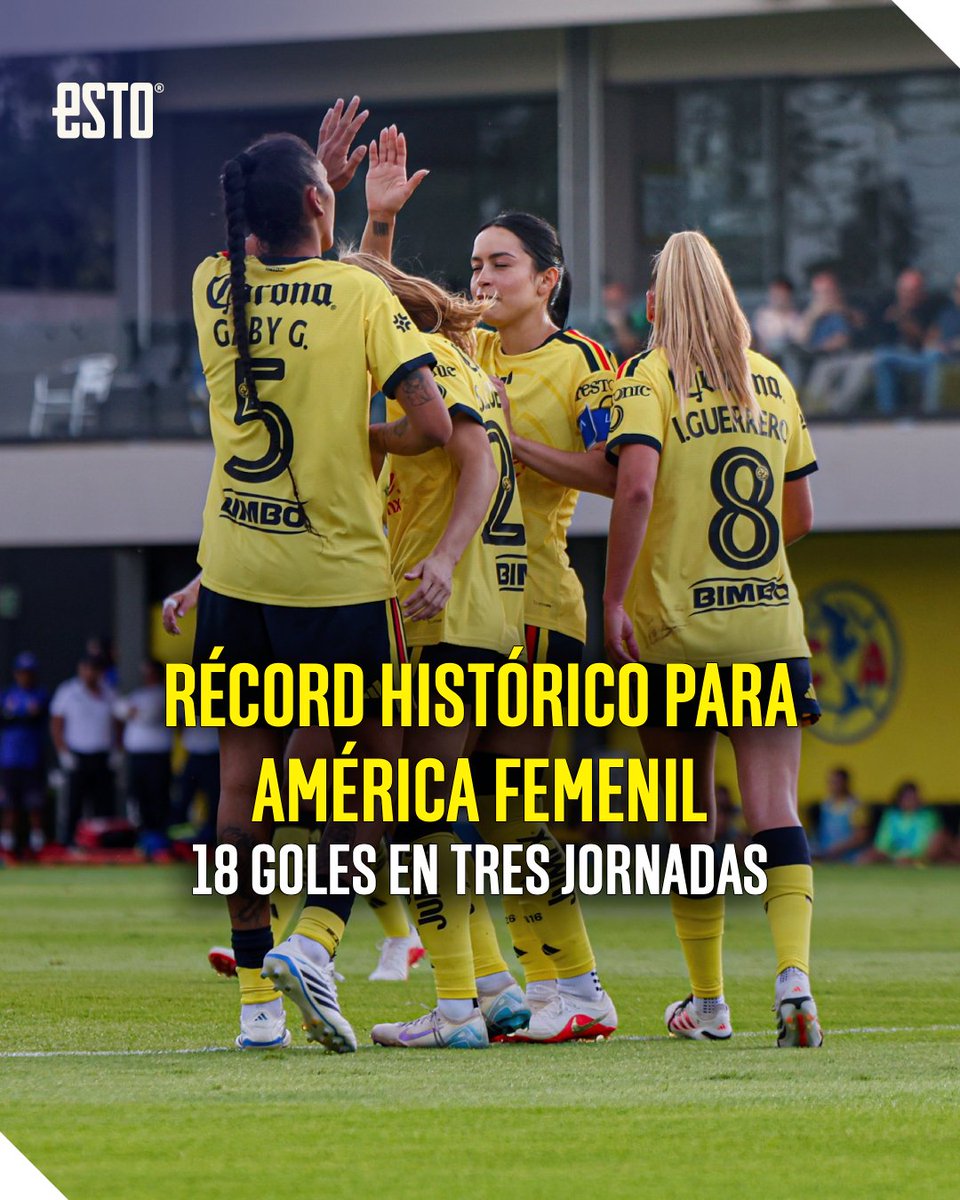 estoenlinea's tweet photo. ¡18 GOLES EN TRES PARTIDOS! 🦅🤯⚽️

América Femenil comenzó el Apertura 2026 a puro gol. Las Águilas han ganado todo lo que han jugado y ya son la mejor ofensiva de la Liga Femenil. 🔥

📷 Lesslie Arredondo https://t.co/VtDLu5xEa7