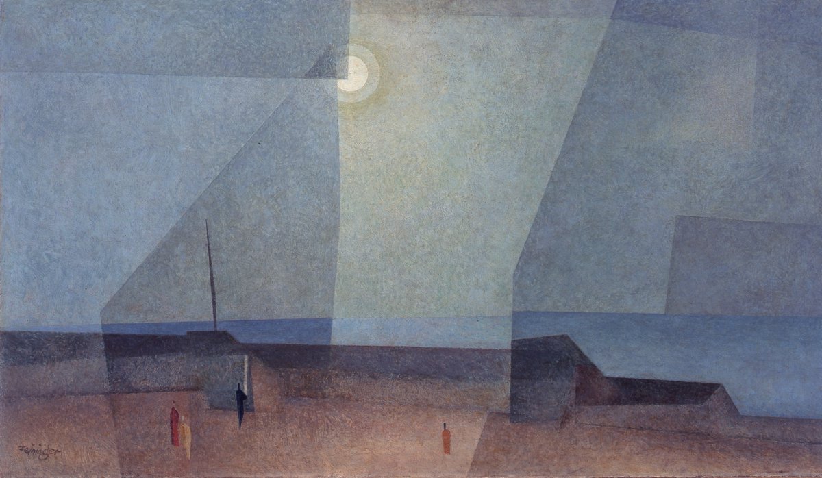 artstitle's tweet photo. リオネル・ファイニンガー
（Lyonel Feininger、1871-1956）
『海辺の夕暮』
（Evening at the Seashore） https://t.co/NH2XJs34Hq