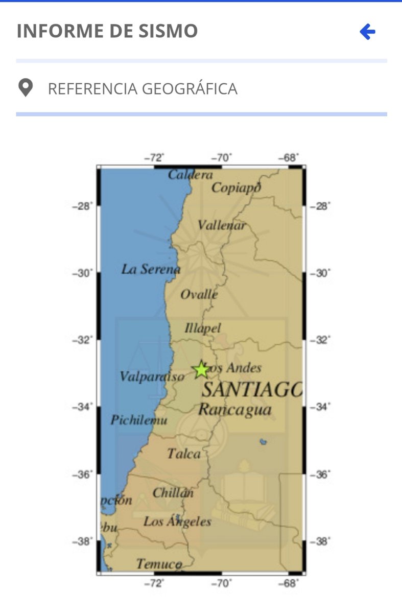 sitiodelsuceso's tweet photo. Informe preliminar de sismo percibido a las 22:29 horas en las regiones de Valparaíso y Metropolitana.

Magnitud: 3.5 MLv
Epicentro: 9 km al S de Los Andes

Fuente: Centro Sismológico Nacional https://t.co/v1u9zFKAAh