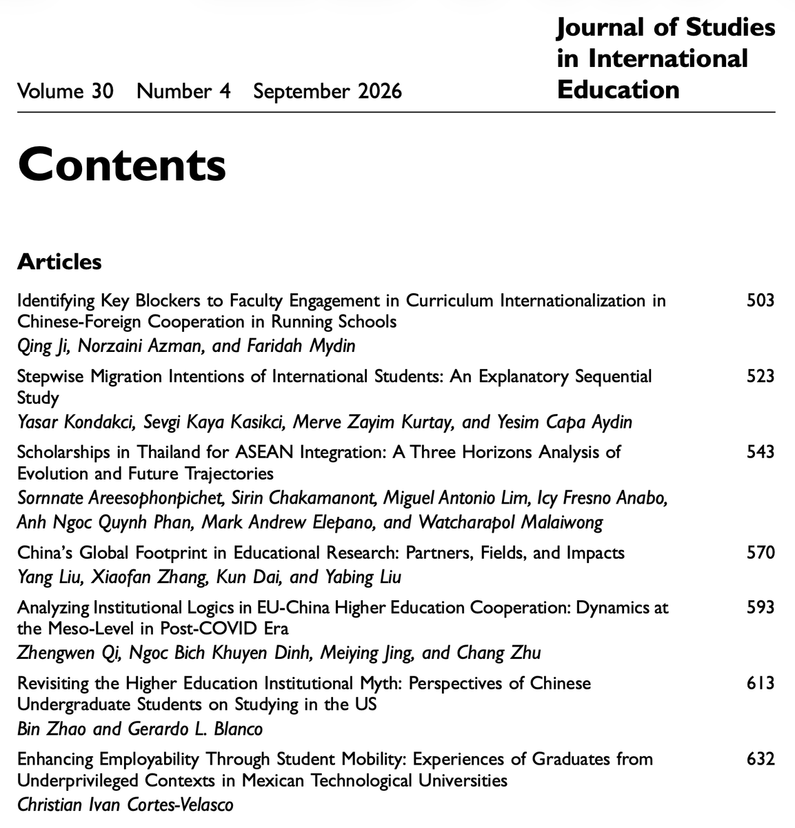 jsinted's tweet photo. 📚 Published! Journal of Studies in International Education v.30 n.4 (September 2026)

→ https://t.co/nEeWqIw3fA

#IntlEd #StudyAbroad #StudentMobility https://t.co/YYQRSBDyZf