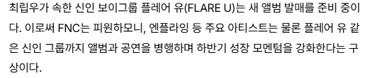kwoojinzip's tweet photo. "The rookie boy group FLARE U, which includes Chuei Liyu is preparing to release a new album. Through this, FNC plans to strengthen its growth momentum in the second half of the year by carrying out album releases and performances not only from its major artists, such as P1Harmony and N.Flying but also from rookie groups like FLARE U.

🔗https://t.co/wvJgAsA6O5 

#FLAREU #플레어유 #CHUEILIYU #최립우 #KANGWOOJIN #강우진