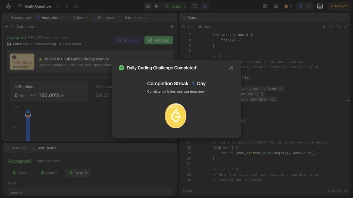 akash31_2004's tweet photo. 🔹DAY - 78 🚀
✅LC- POTD, 1402, 2389, 303
✅GFG- solve 1 question
✅Web dev- work on a chatting application
#CodingJourney #DSA #Programming #PlacementPrep https://t.co/wMrxcu9Iqp