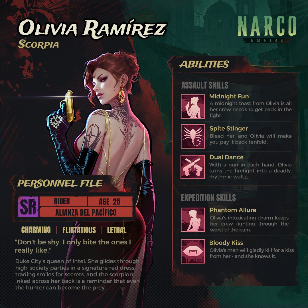 narco_empire's tweet photo. Enforcer Intro - Scorpia

She only strikes when the kill is certain. Underestimate the girl in the red dress, and she'll make sure her absentee father hears exactly who she became.

#narcoempire #dukecity #sparkhaven #enforcer https://t.co/cBnSuvD70f