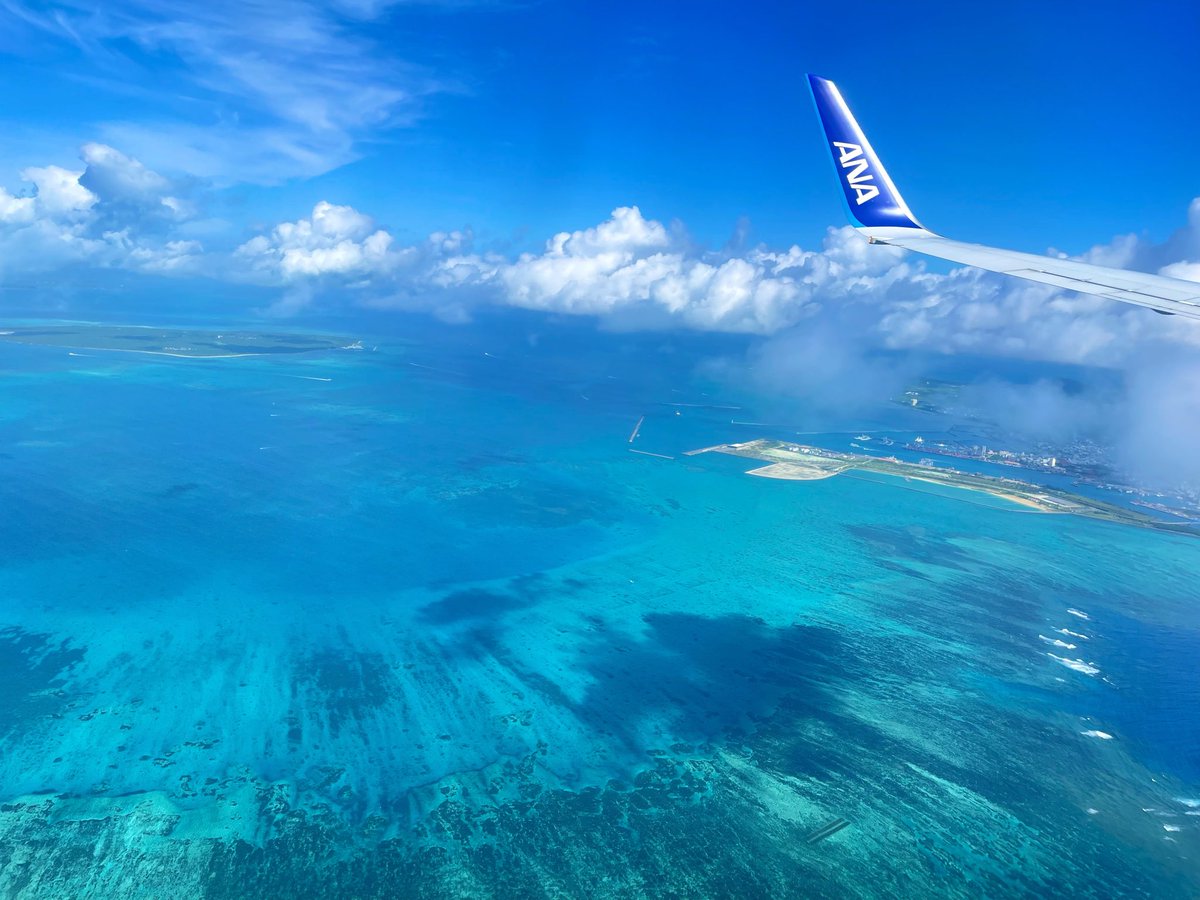 hearty000's tweet photo. 朝から素敵な海をありがとう😍

 #石垣島上空✈️
 #ANA https://t.co/5F2lIiZd8M