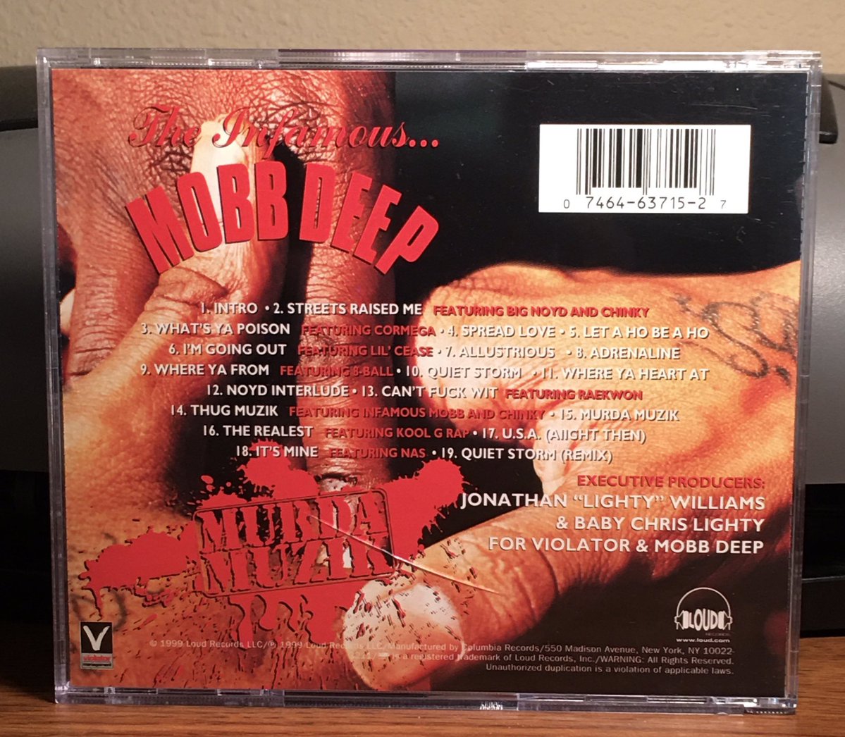 HipHopandGames's tweet photo. On this day in 1999, The Infamous Mobb Deep released their fourth album Murda Muzik. The duo’s first and only album to go platinum. What’s your favorite track? #mobbdeep #murdamuzik 🔥💯💿💎 https://t.co/oFIcnMweQf