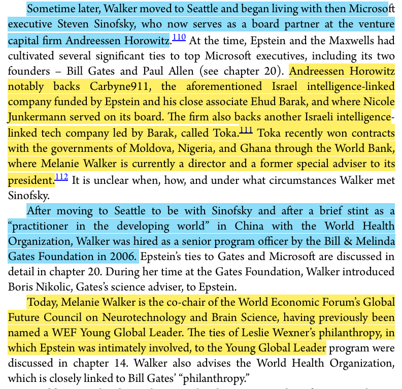 toxictiramisu's tweet photo. Melanie Walker, recruited by Epstein in 92 via a Victoria's Secret offer (owned by Leslie Wexner), was "given" to Prince Andrew, later lived w/ Microsoft exec. Steven Sinofsky (now at Andreessen Horowitz), worked at the Gates Found, &amp; now holds roles at the World Bank, WHO &amp; WEF. https://t.co/AR5WtEldrv