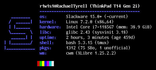 r1w1s1's tweet photo. Running Linux 7.2
#linux #slackware #cwm https://t.co/Bdyfcu4oK4