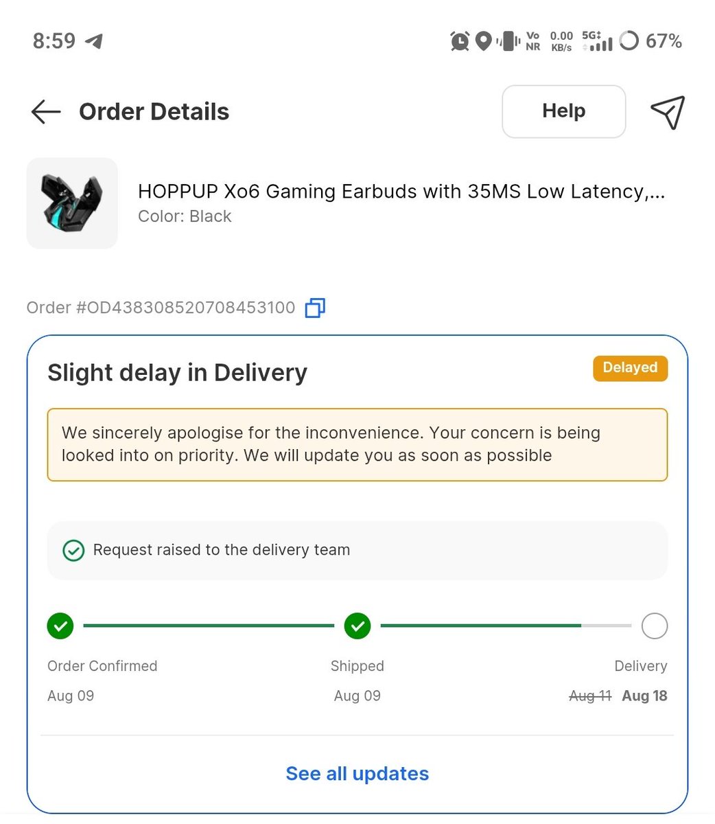 Down268076's tweet photo. Please help me @jagograhakjago
My product was going to deliver on 10th of August, today is 18th 9th day. Still not got product. It's really frustrating. I need product and compensation for the inconvenience caused ASAP. @flipkartsupport https://t.co/URhWtFXd1D