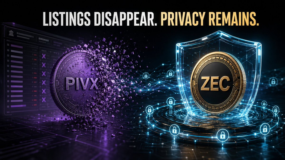KycNotList's tweet photo. Binance ended $PIVX spot trading on Aug 17. The PIVX network kept running.

Meanwhile, 4.36M $ZEC—roughly 25.9% of its circulating supply—remains shielded on-chain.

Exchanges can delist privacy coins. They can’t delist privacy itself. https://t.co/y6JReIpcqG