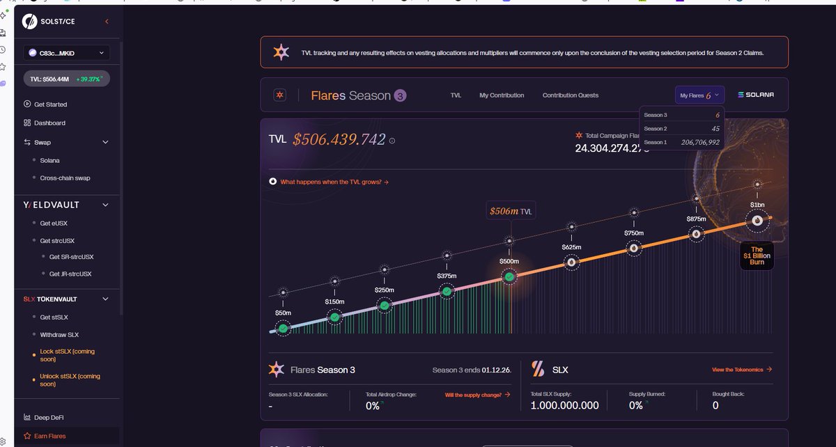 antseremet's tweet photo. @solsticefi Please clarify my S1 status.

My wallet shows 206,706,992 S1 Flares, but Claim says “not eligible.”

Why? Was my S1 allocation forfeited due to a missed deadline?

Wallet: C83cjgW3hXHWGUCP43EMVXpD7Y7oLt7P1GBwoL4GMKiD https://t.co/Vz0Kmdsy8q