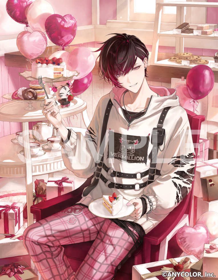 911tf5's tweet photo. NIJISANJI EN所属 Ver Vermillionさんの『誕生日グッズ2026』ビジュアルを担当させていただきました🎉🎂🎉どうぞよろしくお願いいたします！ https://t.co/V8m5iCn9NQ