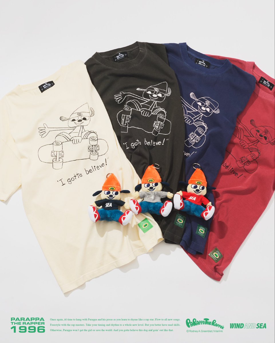 windandsea_wear's tweet photo. PaRappa the Rapper × WIND AND SEA
30th Anniversary Collection

Celebrating 30 years of PaRappa the Rapper.

Featuring newly commissioned 30th anniversary artwork by Rodney Greenblat alongside archival graphics from RodneyFun Comic, the collection draws inspiration from the playful culture, gadgets, and visual language of the late ’90s and early Y2K era.

Reinterpreted through the lens of WIND AND SEA.

30th Anniversary POP-UP
2026.8.19 (WED) – 9.1 (TUE)
SHINSAIBASHI PARCO

ONLINE RAFFLE
Starting 2026.8.22 (SAT)
https://t.co/6ma4wsdHul