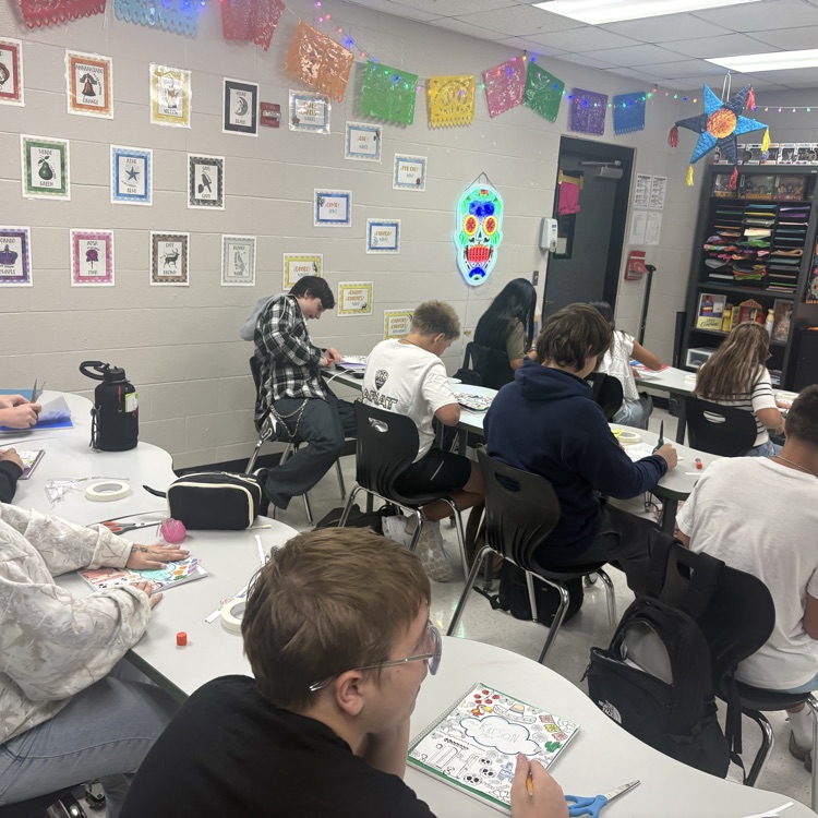 palmer_hs's tweet photo. Coach Byers getting class started this afternoon, Mrs. Lopez's Spanish class working on interactive notebooks, and Mr. V's theatre class working on their lines and building connections today. Week 2 is underway at PHS! #DareToBeBetter #Bettereverydayineveryway https://t.co/px2mTdO4nJ
