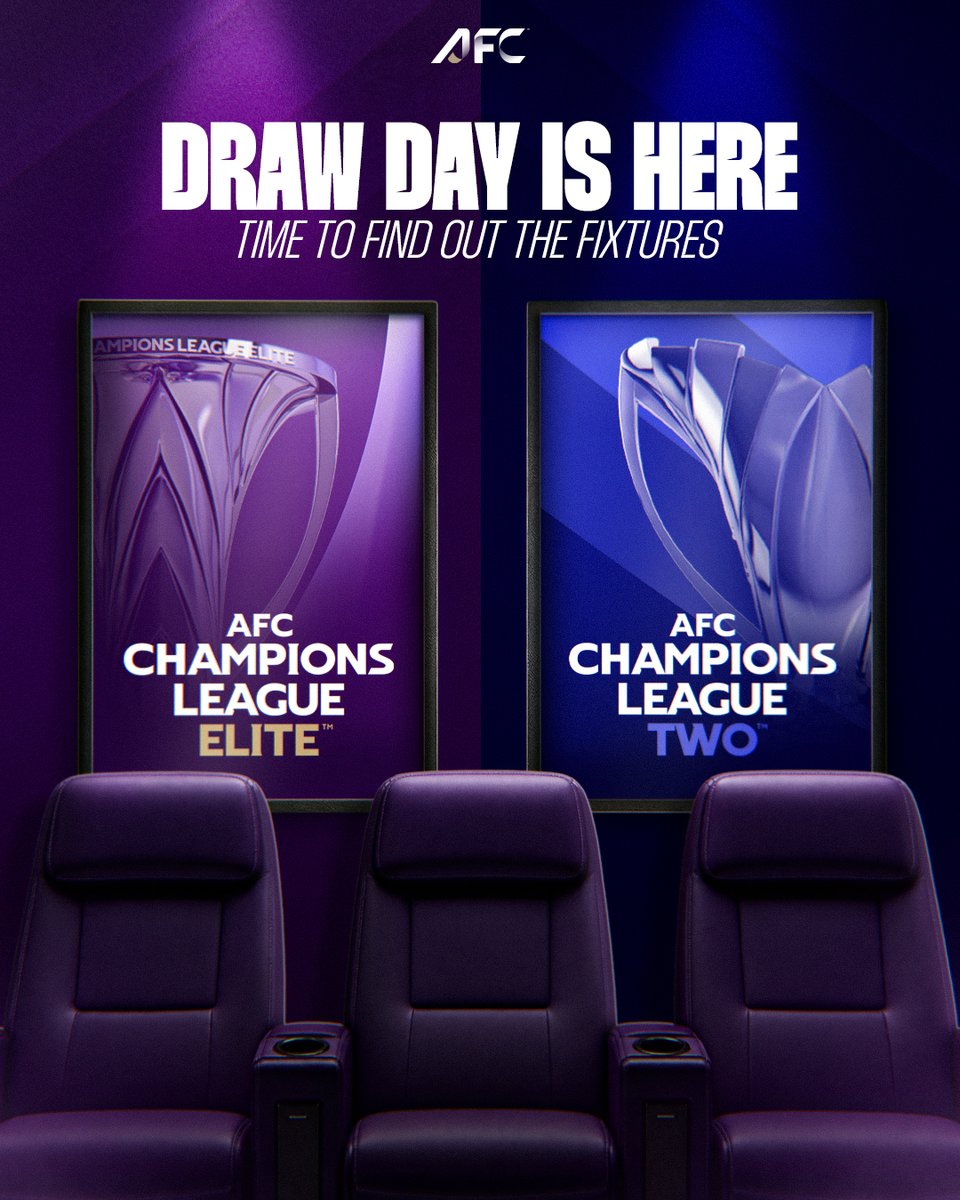 TheAFCCL's tweet photo. 𝗗𝗿𝗮𝘄 𝗱𝗮𝘆 𝗶𝘀 𝗵𝗲𝗿𝗲! 🎬

Time to discover the fixtures and the match-ups that await in #ACLElite and #ACLTwo 🏆🌏 https://t.co/GZz7L0CX66