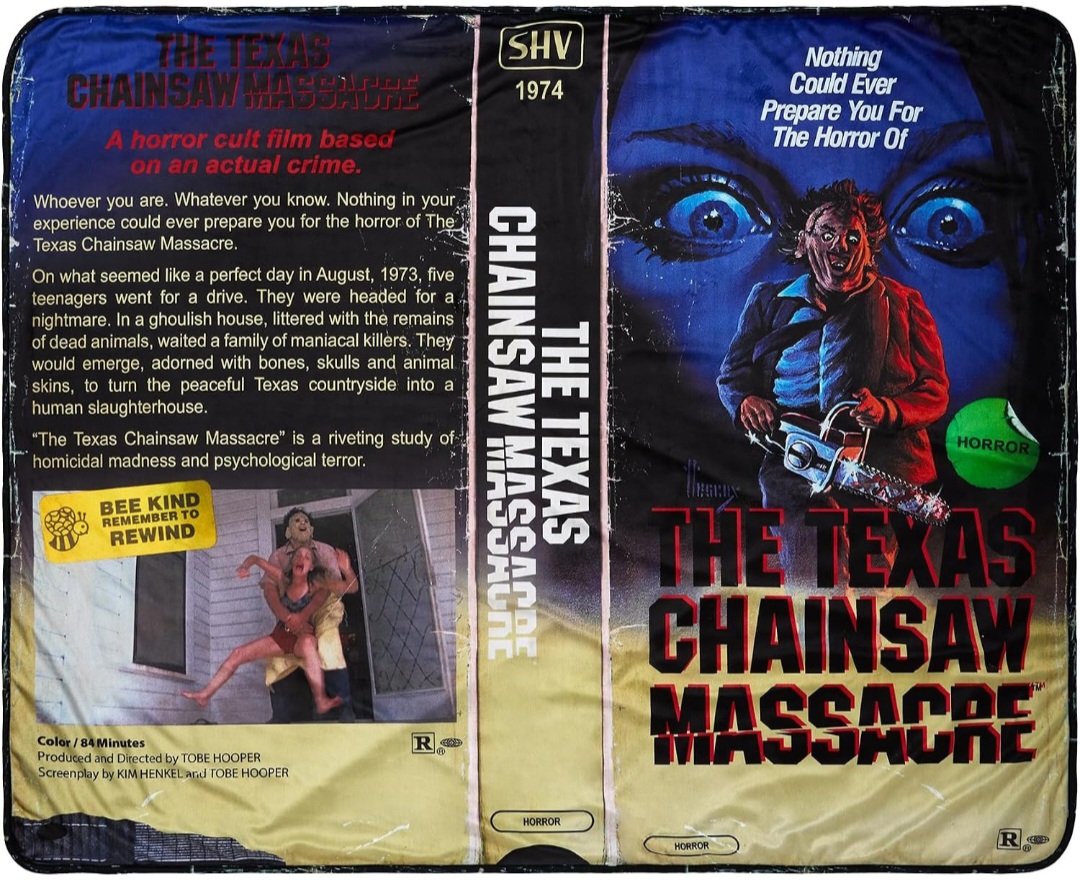 TheGhostHost's tweet photo. ⛓ GIVEAWAY 🪚

"August 18, 1973"
Horror Community, it's The Texas Chainsaw Massacre day! So I'm giving away a brand new Leatherface VHS throw blanket! You have 24 hours to enter. 📼

To enter: Follow me, Like, Repost! 💀

Ends: Aug. 19th, 12:00am EST 🕛

⬇️ Important Details ⬇️ 

Display images in use, no purchase necessary, one winner selected, only valid to ship to users within the United States of America (territories included), Mexico, Canada, the United Kingdom, Ireland, Australia, New Zealand, France, Germany, Italy, Spain, Jamaica, Brazil, Chile, Argentina, South Africa, South Korea, and Japan. 🇺🇸 🇲🇽 🇨🇦 🇬🇧 🇮🇪 🇦🇺 🇳🇿 🇫🇷 🇩🇪 🇮🇹 🇪🇸 🇯🇲 🇧🇷 🇨🇱 🇦🇷 🇿🇦 🇰🇷 🇯🇵

#TheTexasChainsawMassacre #TexasChainsawMassacre #TTCM #TCM #Leatherface #Horror #HorrorMovie #HorrorFam #HorrorCommunity #Horrortwt #HorrorFan #HorrorFamily #HorrorFans #HorrorMovies #Giveaway