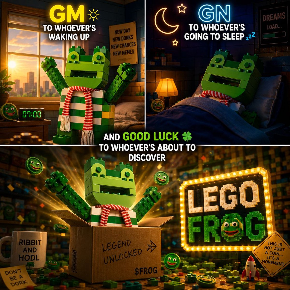 theLegoFrog's tweet photo. gm to whoever’s waking up
gn to whoever’s going to sleep
and good luck to whoever’s about to discover LEGO solana:8XckCju2tHPEdSGEdGgeDbukXycLLXdaLKPgXA58pump  🧱🐸💀 https://t.co/clPSaw5xlw