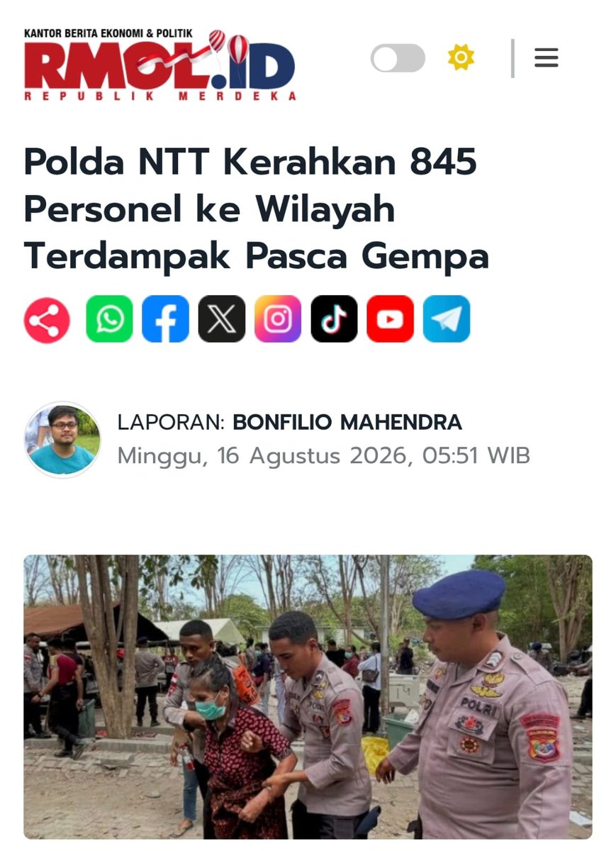 RiskiVrs's tweet photo. Perjuangan saudara kita di Flores pasca gempa masih panjang. Polri terus siaga di posko pengungsian buat pastiin logistik aman dan warga terurus. Yuk salurkan kepedulian kita biar NTT Bangkit Lebih Kuat. #PercepatPemulihanNTT https://t.co/k9BNtBIQVz