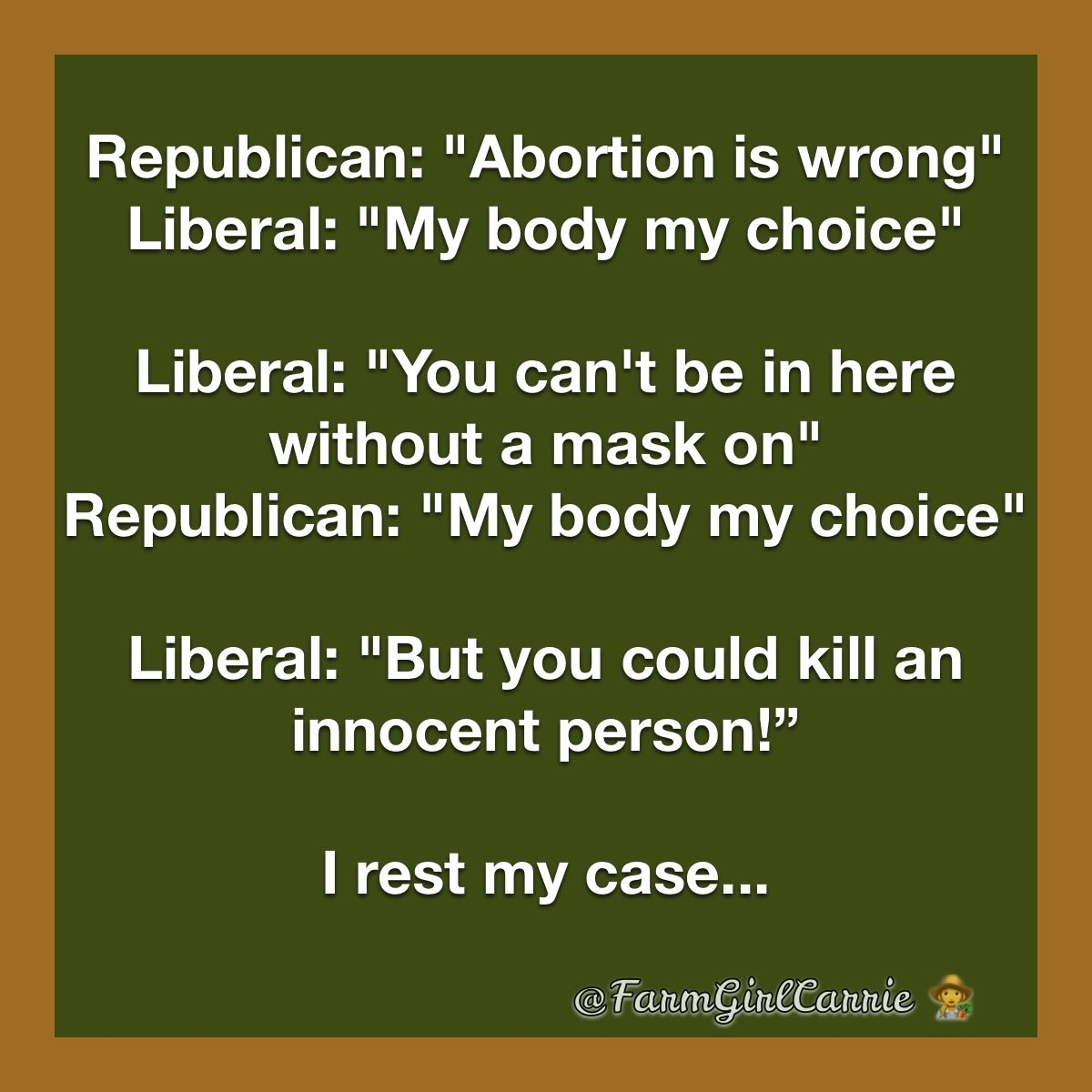 FarmGirlCarrie's tweet photo. Blatant hypocrisy from the Left… https://t.co/2h79LisWVQ