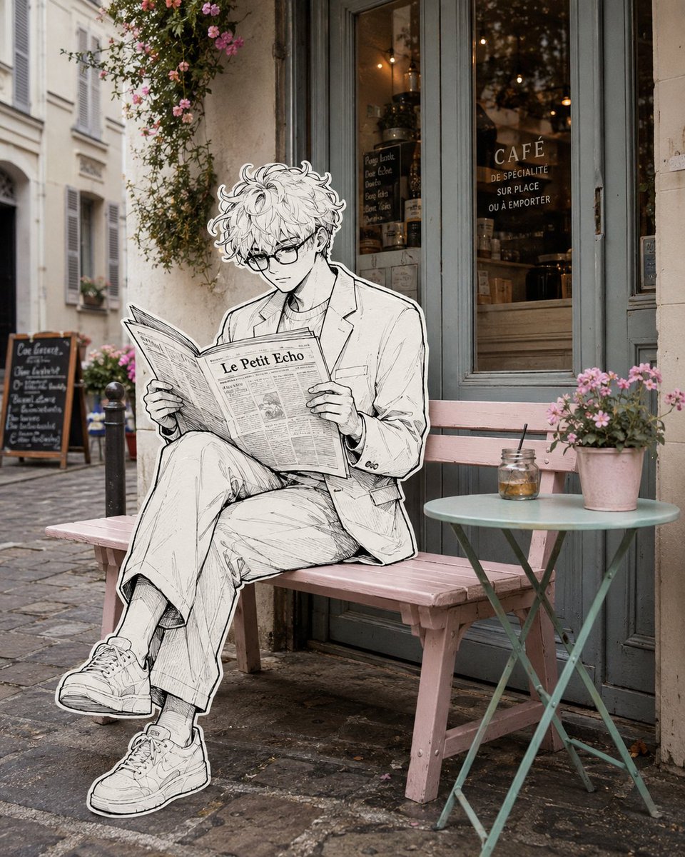 Mixed Media Parisian Cafe Scene