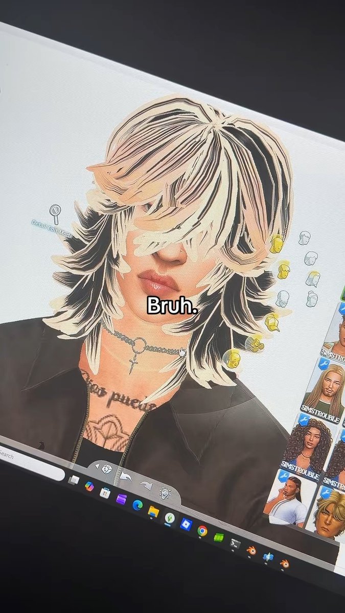 Missjunbun's tweet photo. My ass really thought I could frankenmesh alphacc hair getting hype off a drawing concept I made im going tf to bed bro 😭 https://t.co/T7ZCfpFd5B