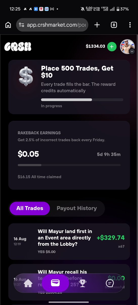 Neeruweb3's tweet photo. Wooooohhhh

5$ to $334
I got the best odds 67x 🫣🫣

Only on @crshmarket join today https://t.co/N3hhHy9QdF