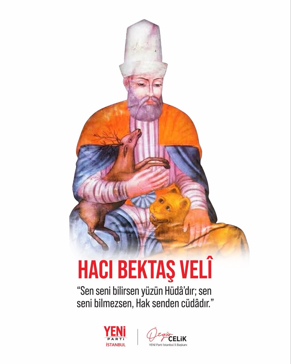 ozgurcelik1919's tweet photo. "Hararet nardadır sacda değildir
Keramet baştadır tac’da değildir."

Hakk'ın, doğrunun, insan onurunun, Anadolu’muzun bağrından yayılan insanlık ve kardeşliğin sesi, Aslanla ceylanı kucağında dost eden Hünkar Hacı Bektaş-ı Veli’yi, Hakk’a yürüyüşünün yıl dönümünde saygı ve rahmetle anıyorum.