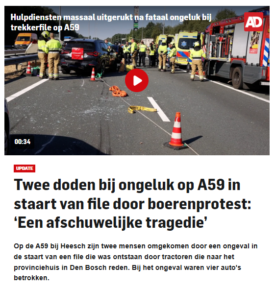 Twee doden op de A59 door ongeval in file bij Heesch