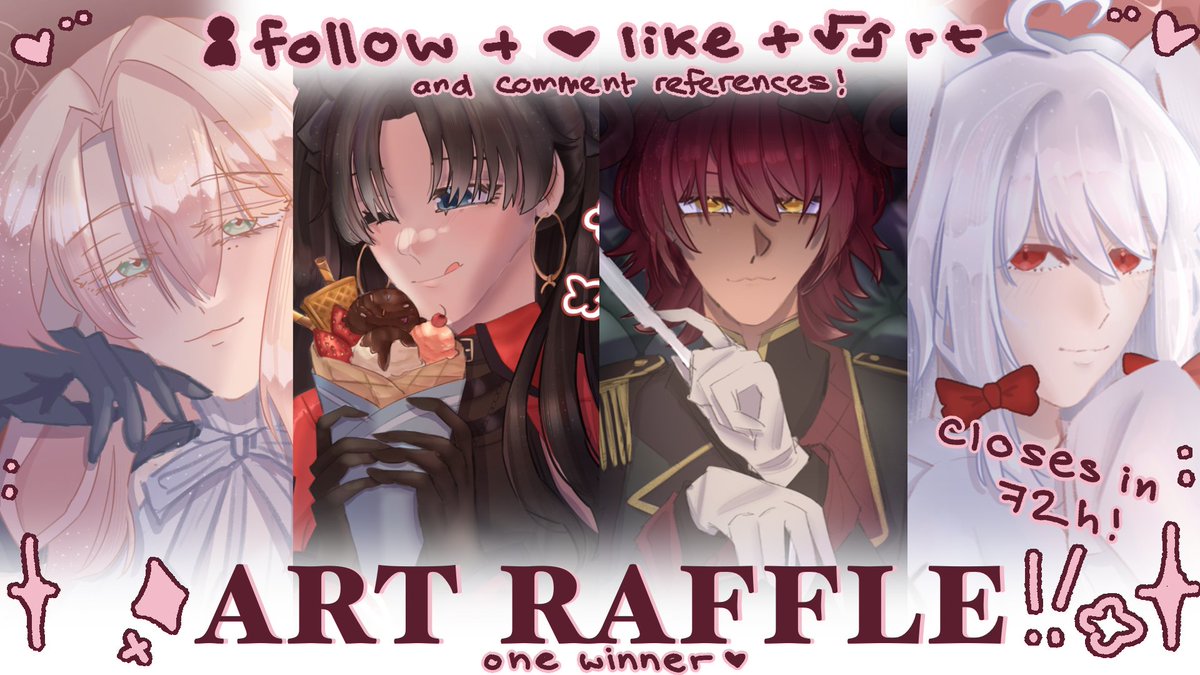 sonnerele's tweet photo. ART RAFFLE !! (≡^∇^≡)

i finally opened comms!! so i decided i'll be doing art raffles until i get my first commission on VGen !

to enter just follow, like and rt !! (comment refs!)
i'll be picking one winner from the comments ! (ෆ˙ᵕ˙ෆ)♡
#artraffle #giveaway https://t.co/5AtmyGdUWv