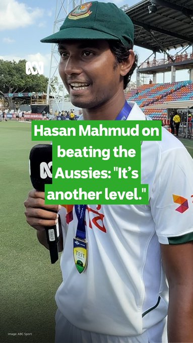 Beating the Aussies, Man of the Match medal, and a call from the PM?  Hasan Mahmud is in dreamland! 🤩