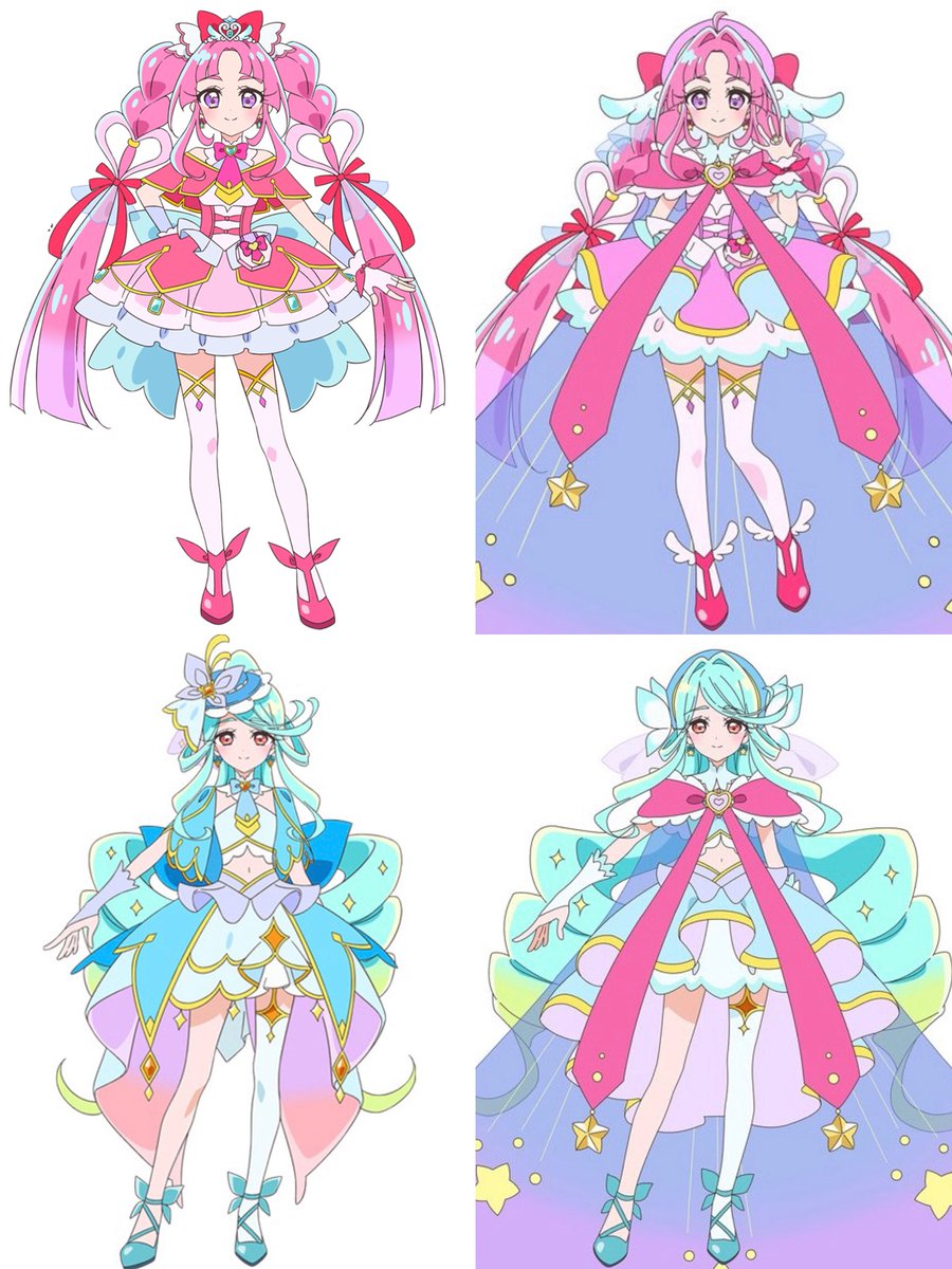 crucru_eclu's tweet photo. 世界って、1日でこんなに変わるのか、と、
これが真実で覆われた世界なのか...
グッズ公開含め今まで経験した中でたぶん最も
多い情報の量と質ですよこれ。とりま比較して
みてアンサーの頭の髪がハートになってたり、
エクレールは髪のボリュームが増えてたりと、
基本デザインを引き継いだ形で素敵だ https://t.co/LpKp9VdkPh