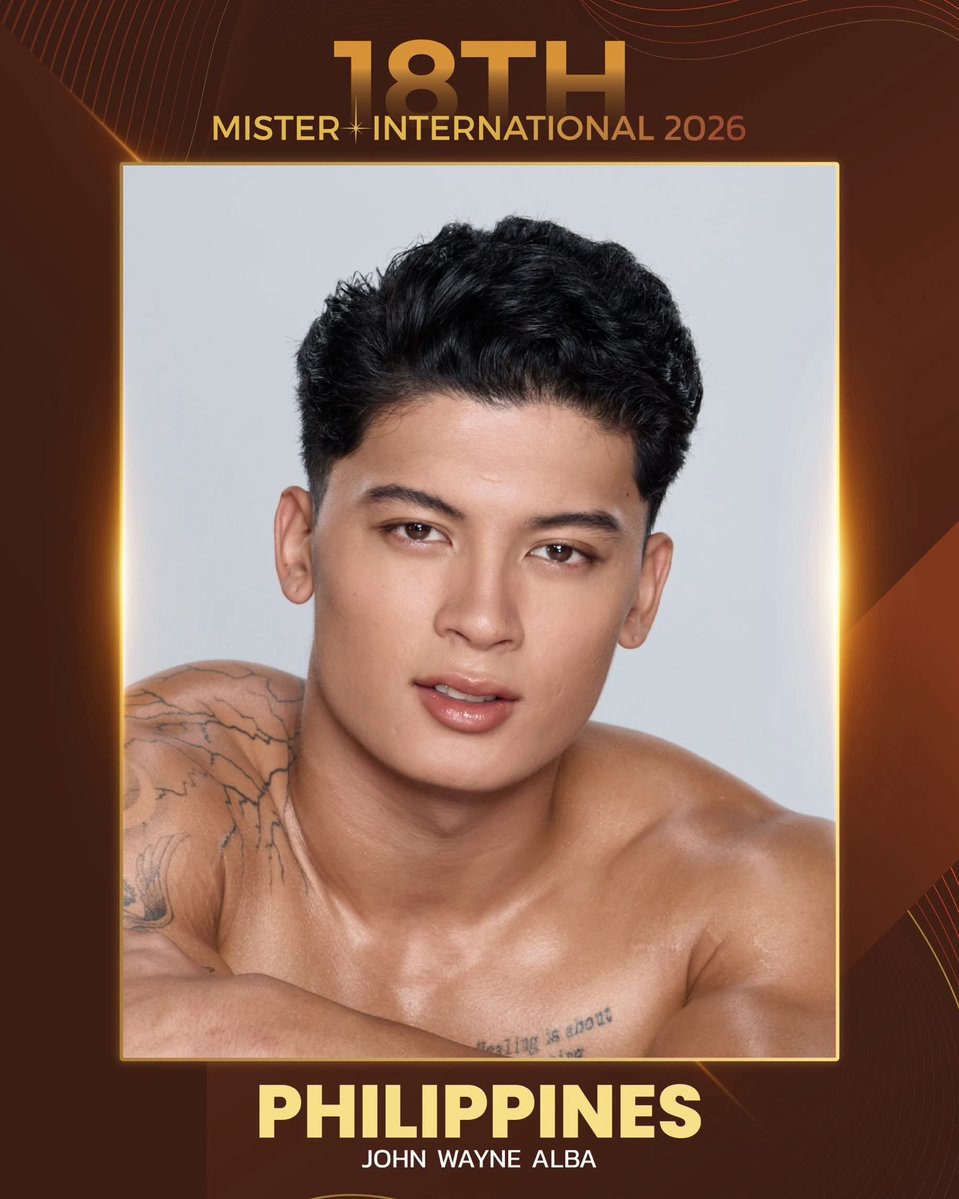 inquirerdotnet's tweet photo. FOR THE HISTORIC BACK-TO-BACK 🇵🇭

LOOK: The Mister International pageant has released the official pre-arrival headshot of John Wayne Alba, the Philippines' Mister International2026 bet. He hopes to succeed Kirk Bondad in the competition for a historic second consecutive victory for the country. | 📸: Mister International @diyarista