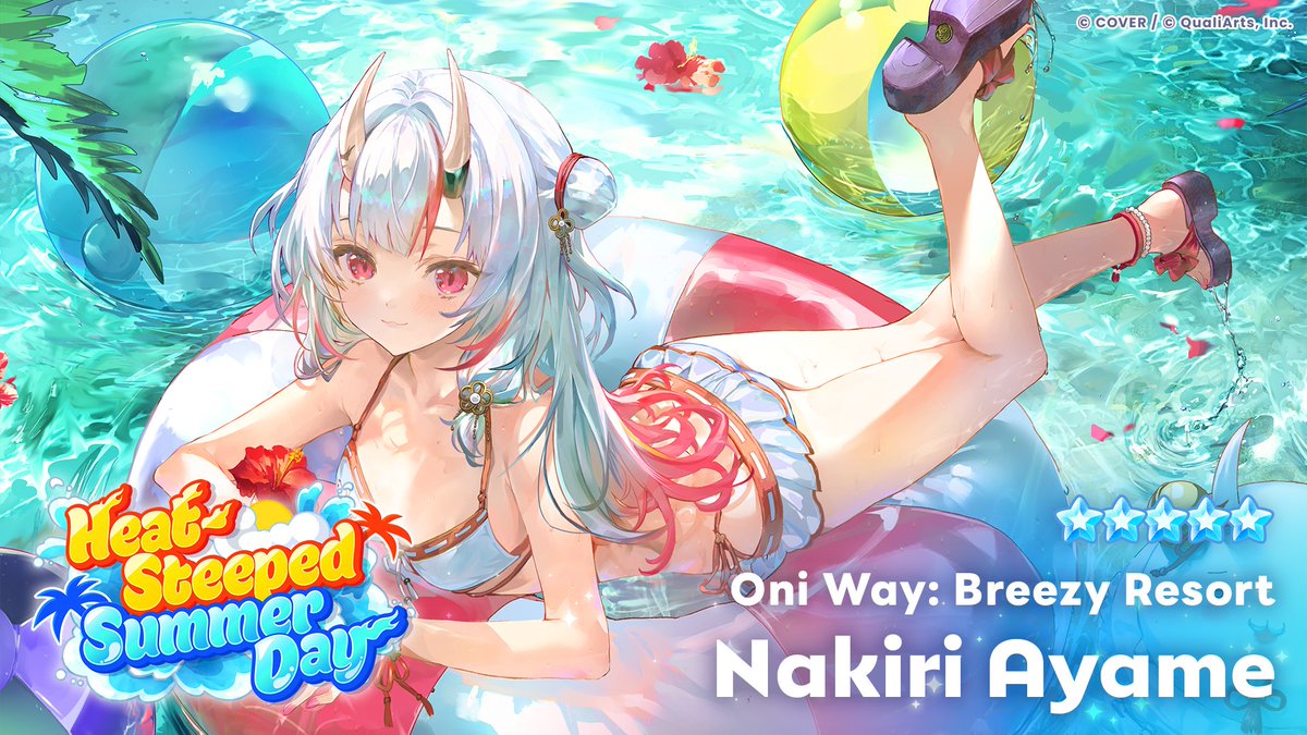 holo_dreams_en's tweet photo. /／
A new ★5 Member enters the stage!✨
Available in the gacha starting Monday, August 17 at 11:00 AM (JST)!🎉
\＼

Revealing the illustration for
★5 [Oni Way: Breezy Resort] Nakiri Ayame😈

Obtain both her Park Outfit and Live Outfit when pulling her!✨

#holodori #NakiriAyame https://t.co/bNpG54LgUq