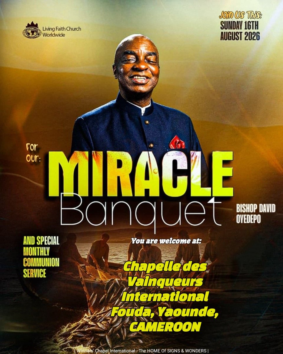 WinnersChapelNL's tweet photo. #MiracleBanquet SERVICE - 1st SERVICE | 16.08.2026 de CVI (WCI) #Fouda #Yaounde #CAMEROON Via #YouTube :👉 https://t.co/8YpMww0hjB 👈| Vous êtes les bienvenus via :👉 https://t.co/9Ah5Ua85ZC 👈| #PortesOuvertes2026 | #MonAnnéeDePortesOuvertes2026 | #PartagezCeci | https://t.co/rJI4AVFT3W