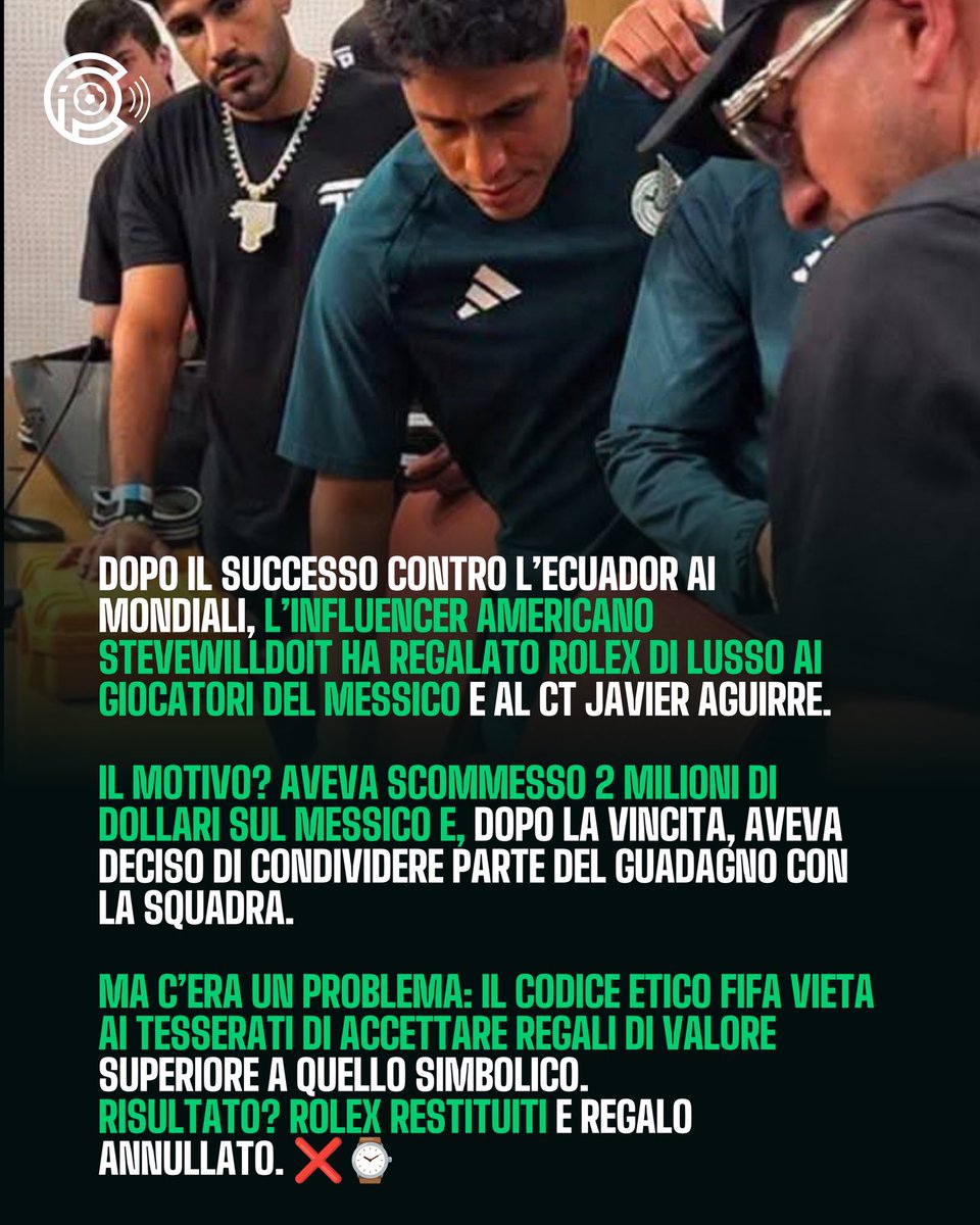 CalcioPillole's tweet photo. 🇲🇽 Messico, i Rolex da 800mila Euro ricevuti in regalo durante i Mondiali dovranno essere restituiti: violavano le regola
#CalcioinPillole #Messico https://t.co/cXFx9KKqET