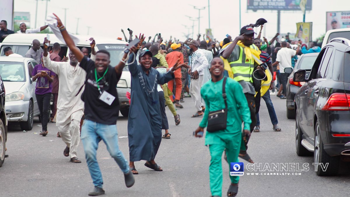 channelstv's tweet photo. Jubilation takes over the streets of Osun as supporters celebrate Ademola Adeleke’s declaration as the winner of the 2026 Osun Governorship Election.

From dancing to cheering and waving in celebration, the mood is unmistakable 

Photo Credit: Channels Television/Taiwo Adeshina

#OsunDecides2026 #OsunElection