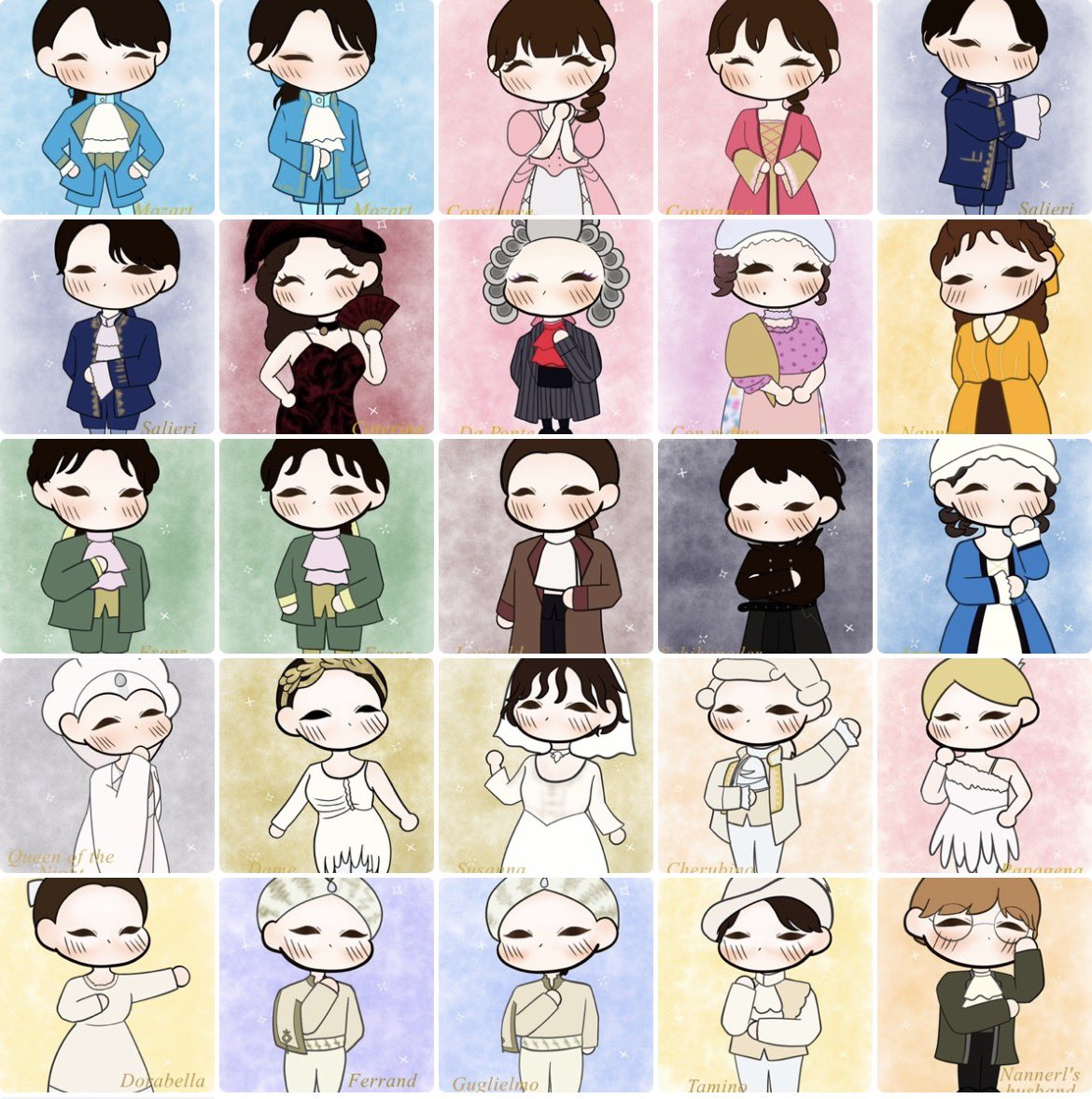 Mira_tone's tweet photo. MMシリーズ終了です！
パンフレットにお名前のある方を一役ずつ描かせて頂きました！
リクエストあったら別の役や別衣装、地方公演のみ出てた方など描こうかなと思っております！

 #音楽座ミュージカル https://t.co/9YGiw0dNTR