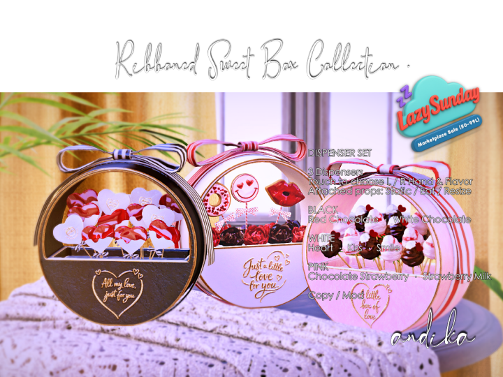 andika0000000's tweet photo. andika @ LazySunday☕️
A little sweetness looks so cute in your hands! 🎀🍫
So cute on both girls and guys- and perfect for photos! ♡
Ribboned Sweet Box Collection ✧
MP only / 3 days / L$75
https://t.co/FPaUWbT8ig
#andika #LazySunday #SecondLife https://t.co/VnILMoIWzO