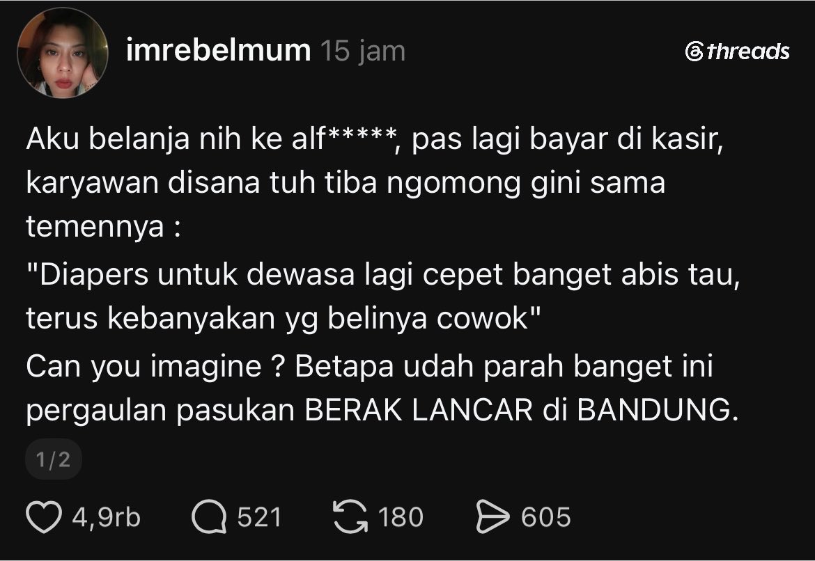 unmagnetism's tweet photo. oh jadi indikatornya itu beli pampers dewasa yaa https://t.co/z2Gnp371yE