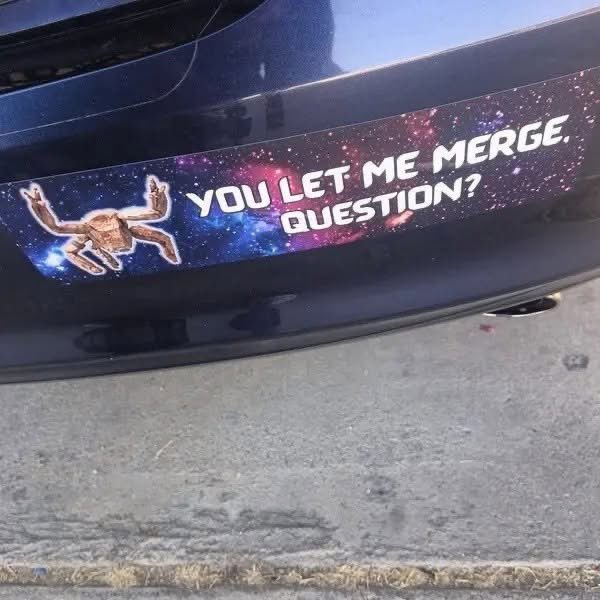 sabre_tv's tweet photo. Probably the funniest Project Hail Mary car sticker I’ve seen 

Sure Rocky, you can merge since you asked so nicely lol https://t.co/62t2SbPSsD