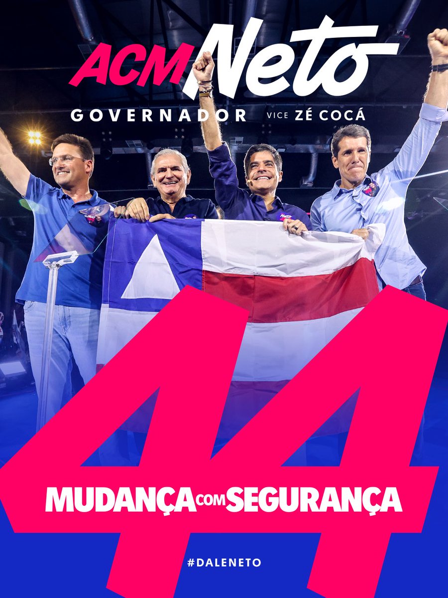 acmnetoba's tweet photo. Agora é oficial! Chegou a hora de compartilhar para todo mundo que a mudança é 44. Coloca nas redes sociais, manda nos grupos do zap e em todo lugar. Vamos juntos transformar a Bahia! #ACMNETO44 https://t.co/isl0UNYw7J