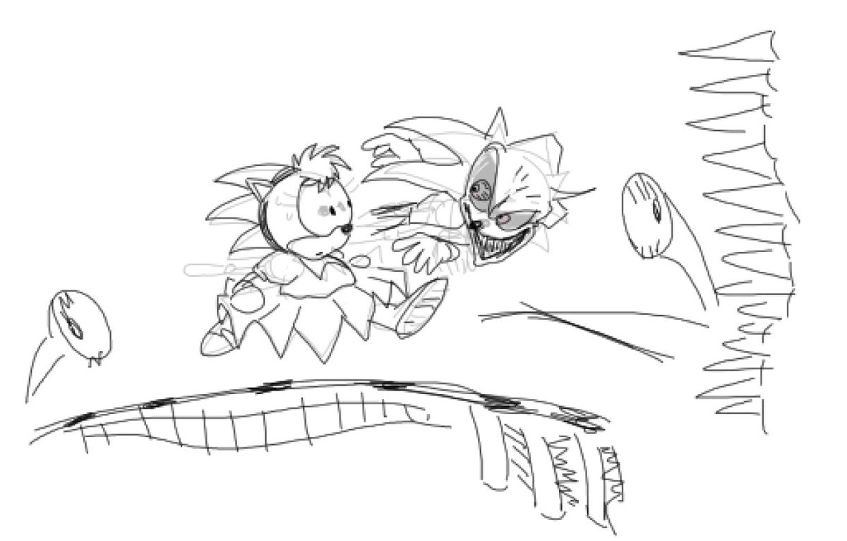 DashLilHog's tweet photo. oh yeah my ideal retake would just swap out the eggman thing at the end for that cream thing from sally.exe except instead of cream hitting a buncha monitors its just 
amy racing the blue guy https://t.co/sjDPi08AVA