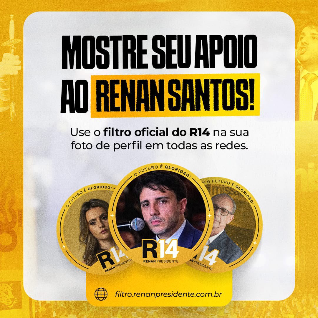 EricLineker27's tweet photo. COMEÇOU A CAMPANHA, BORA QUE BORA #renan14 #renanpresidente 

Geral usando o filtro por sinal: https://t.co/Qy8nyqGq9L